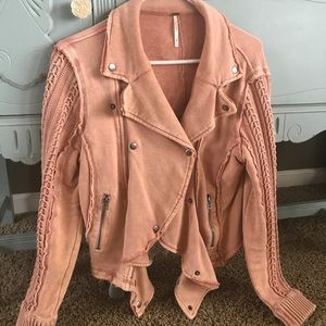 Free people ruffle Moto jacket